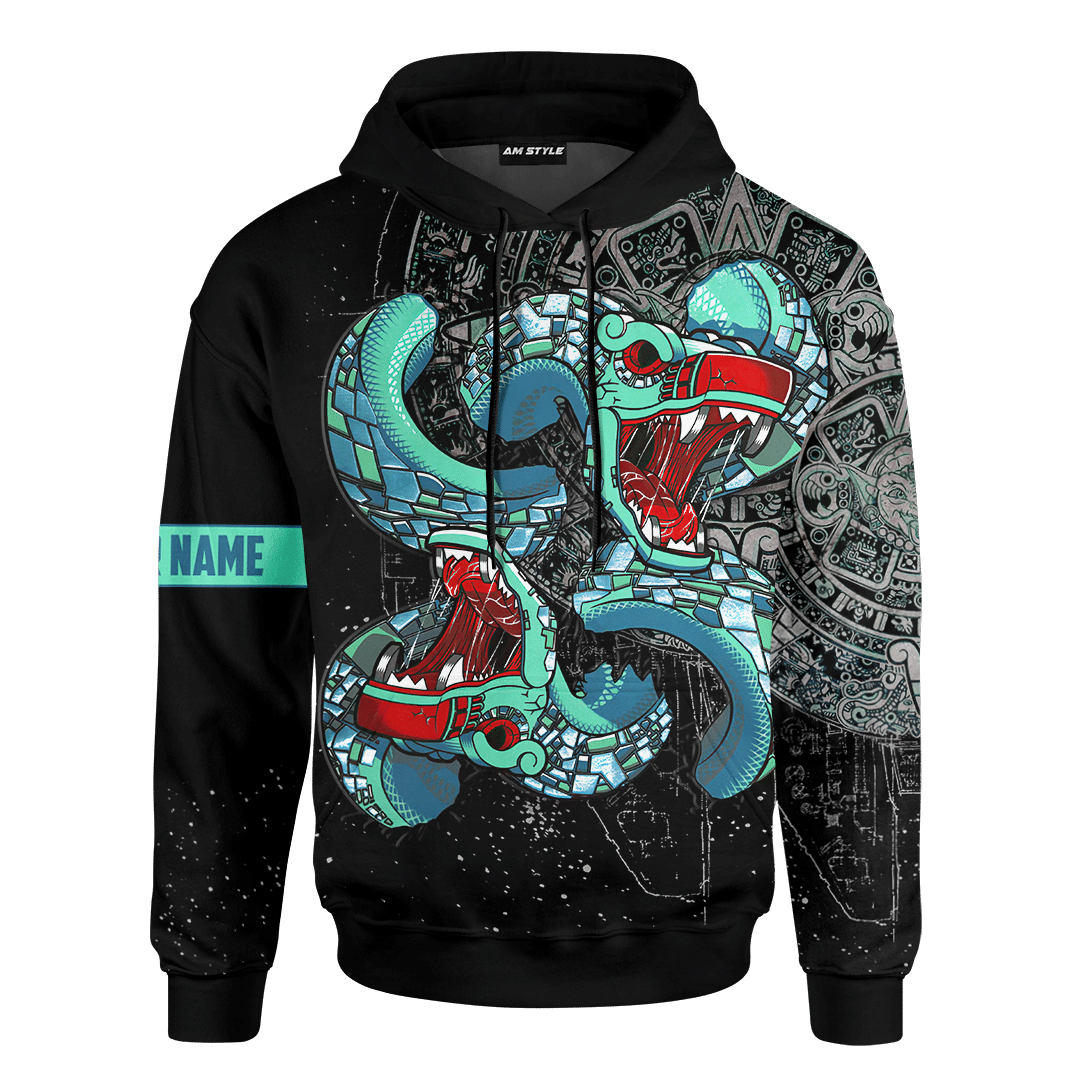 Aztec Double Quetzalcoatl Maya Aztec Calendar Customized 3D All Over Printed Hoodie