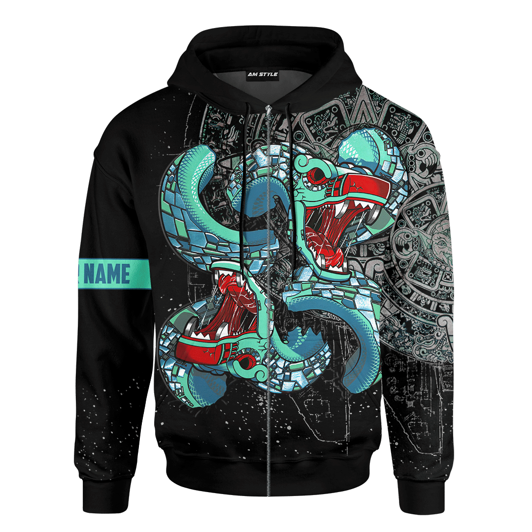 Aztec Double Quetzalcoatl Maya Aztec Calendar Customized 3D All Over Printed Hoodie