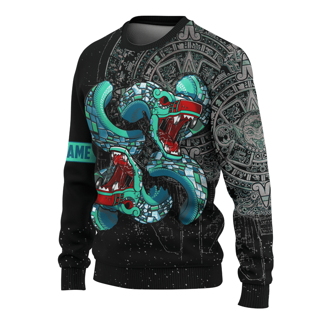 Aztec Double Quetzalcoatl Maya Aztec Calendar Customized 3D All Over Printed Hoodie