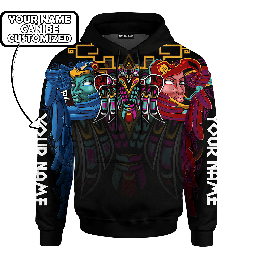 Aztec Eagle Warrior Maya Aztec Mexican Mural Art Customized 3D All Over Printed hoodie