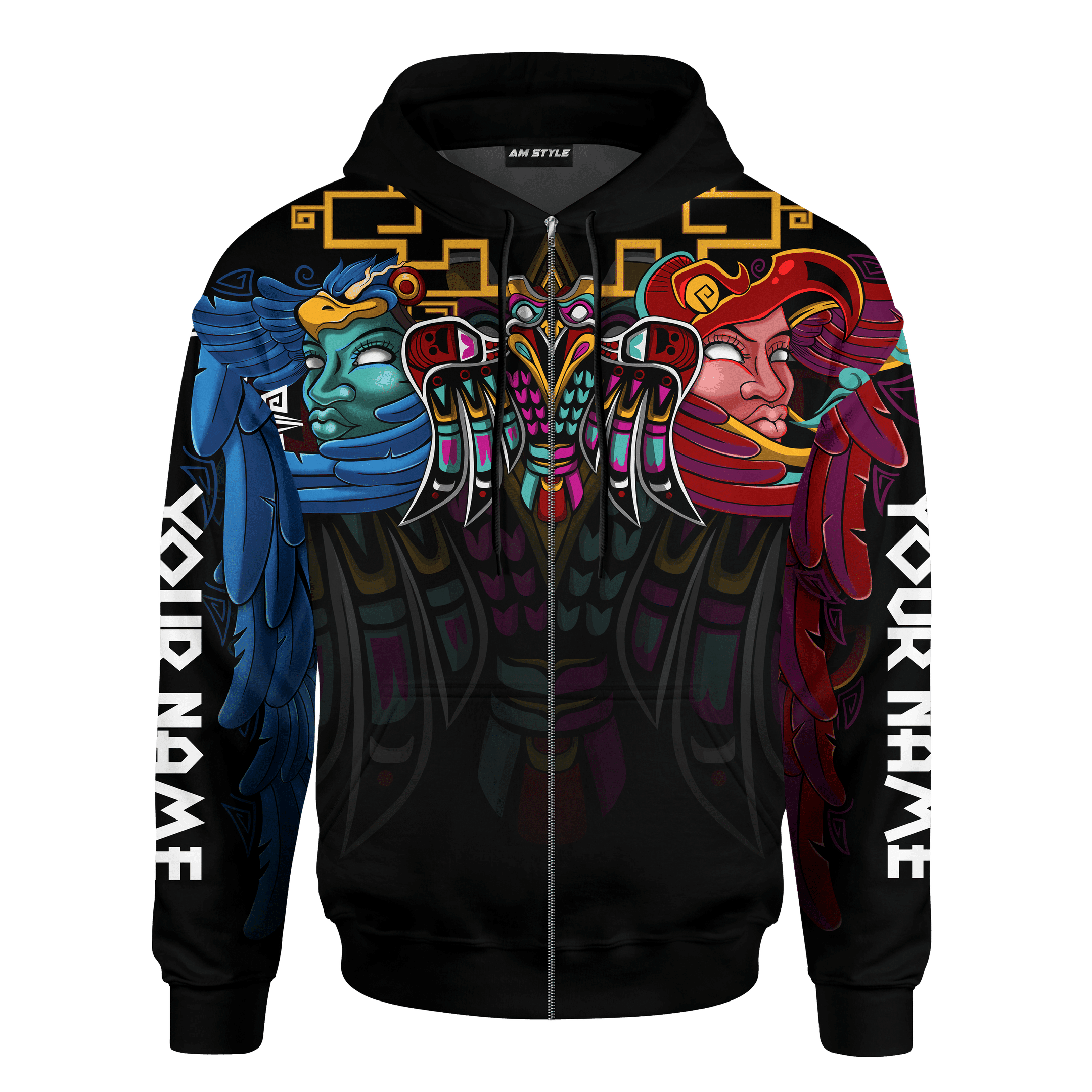 Aztec Eagle Warrior Maya Aztec Mexican Mural Art Customized 3D All Over Printed hoodie