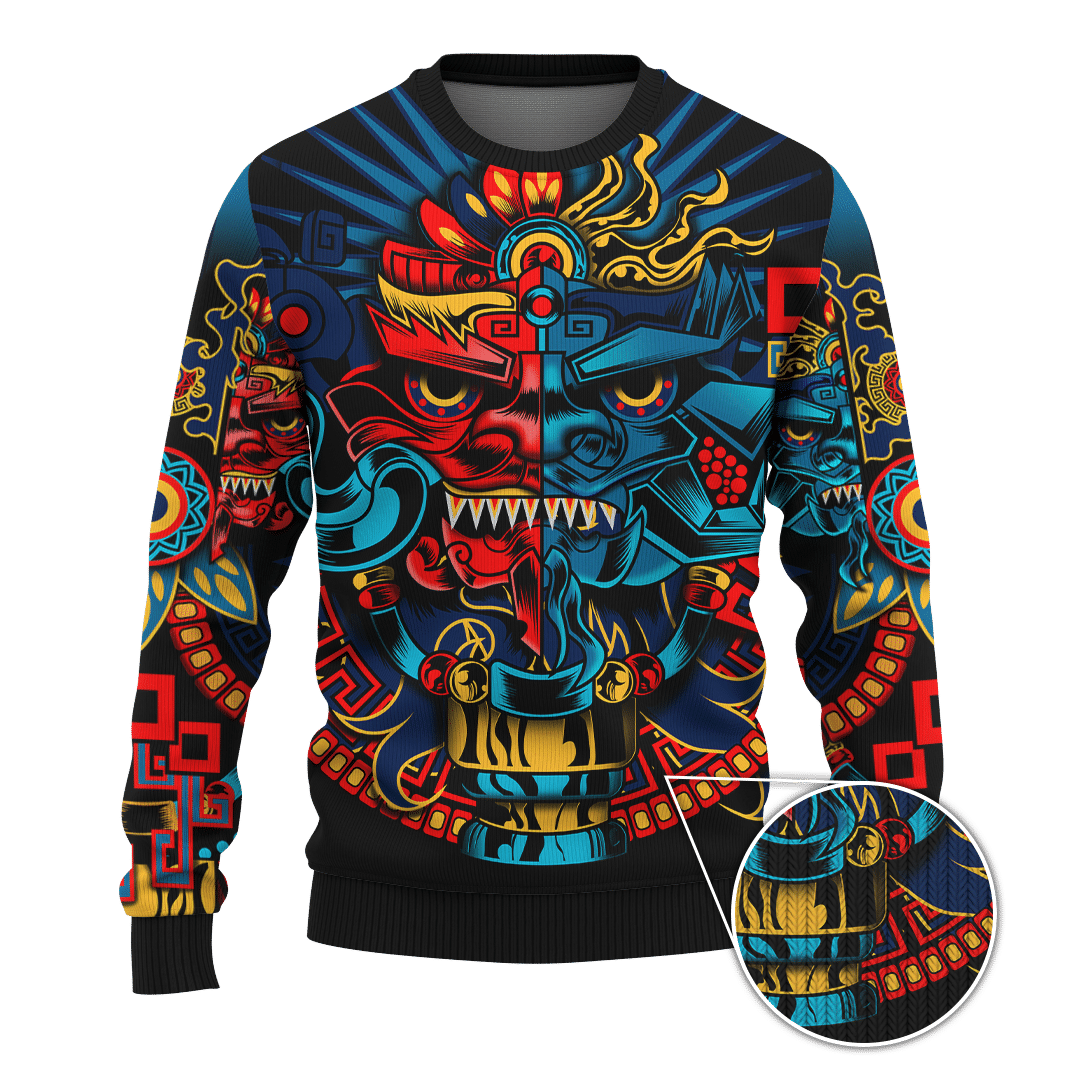 Aztec Sun Gods Mural Art Customized 3D All Over Printed Hoodie