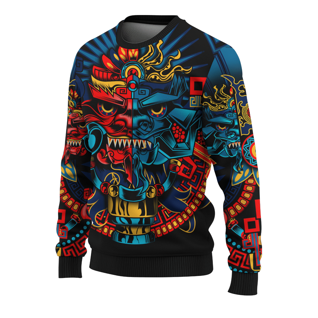 Aztec Sun Gods Mural Art Customized 3D All Over Printed Hoodie