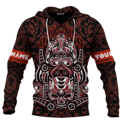 Japanese Samurai Skull Eagle Owl Native American Pacific Northwest Style Customized All Over Printed Hoodie