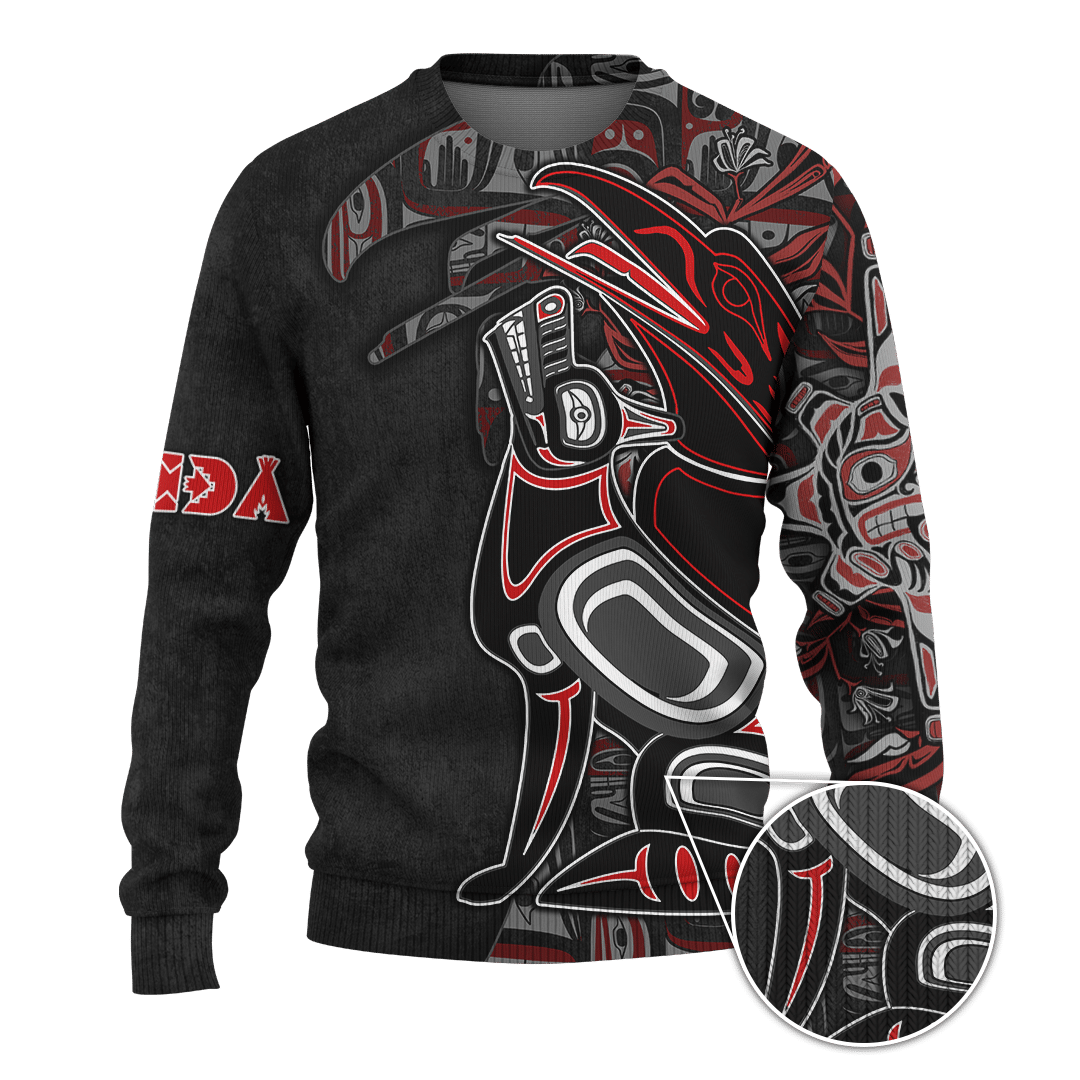 Raven And Wolf Native American Pacific Northwest Style Customized All Over Printed hoodie