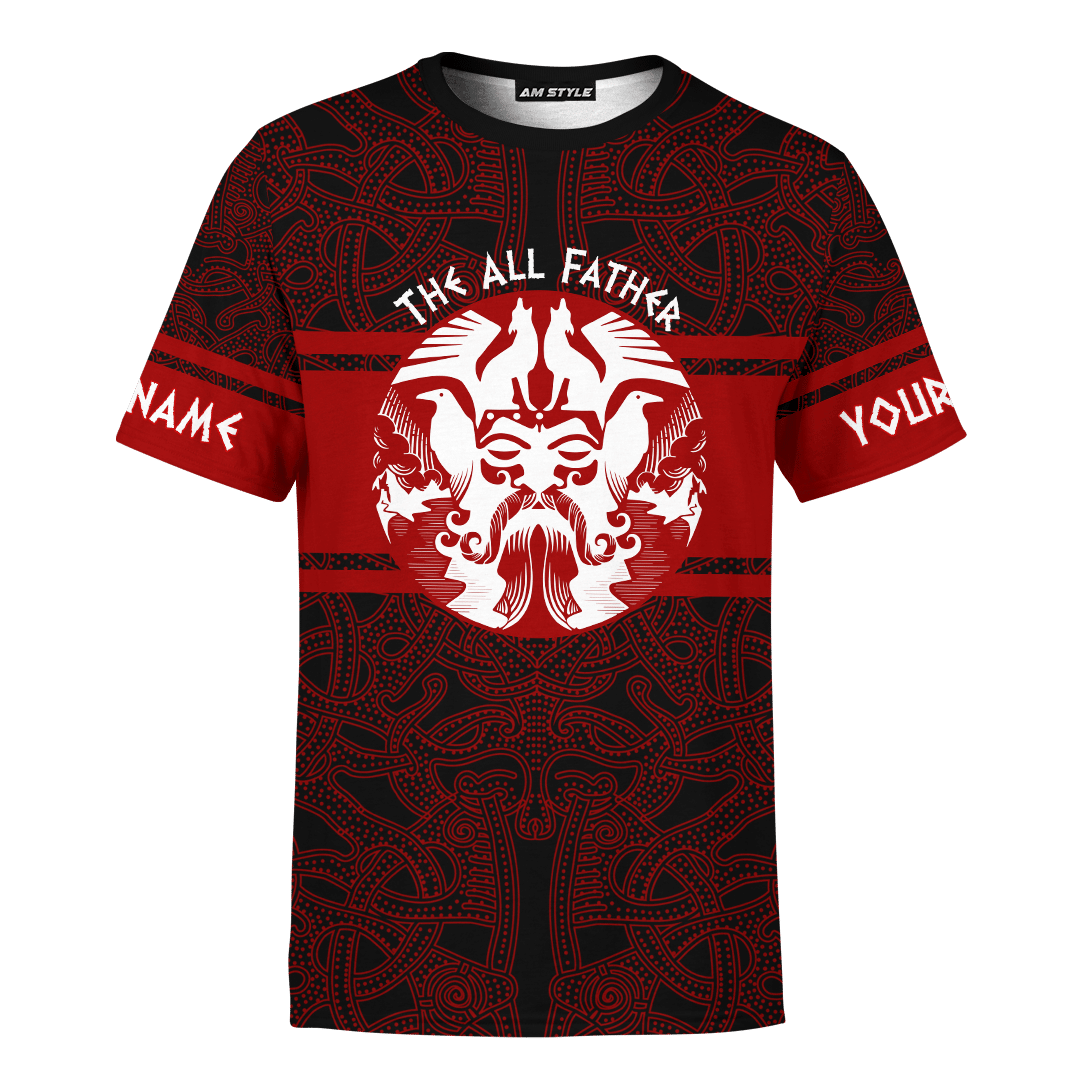 Viking The All Father Odin God Dark Red Colour Customized 3D All Over Printed Shirt - AM Style Design - Amaze Style™