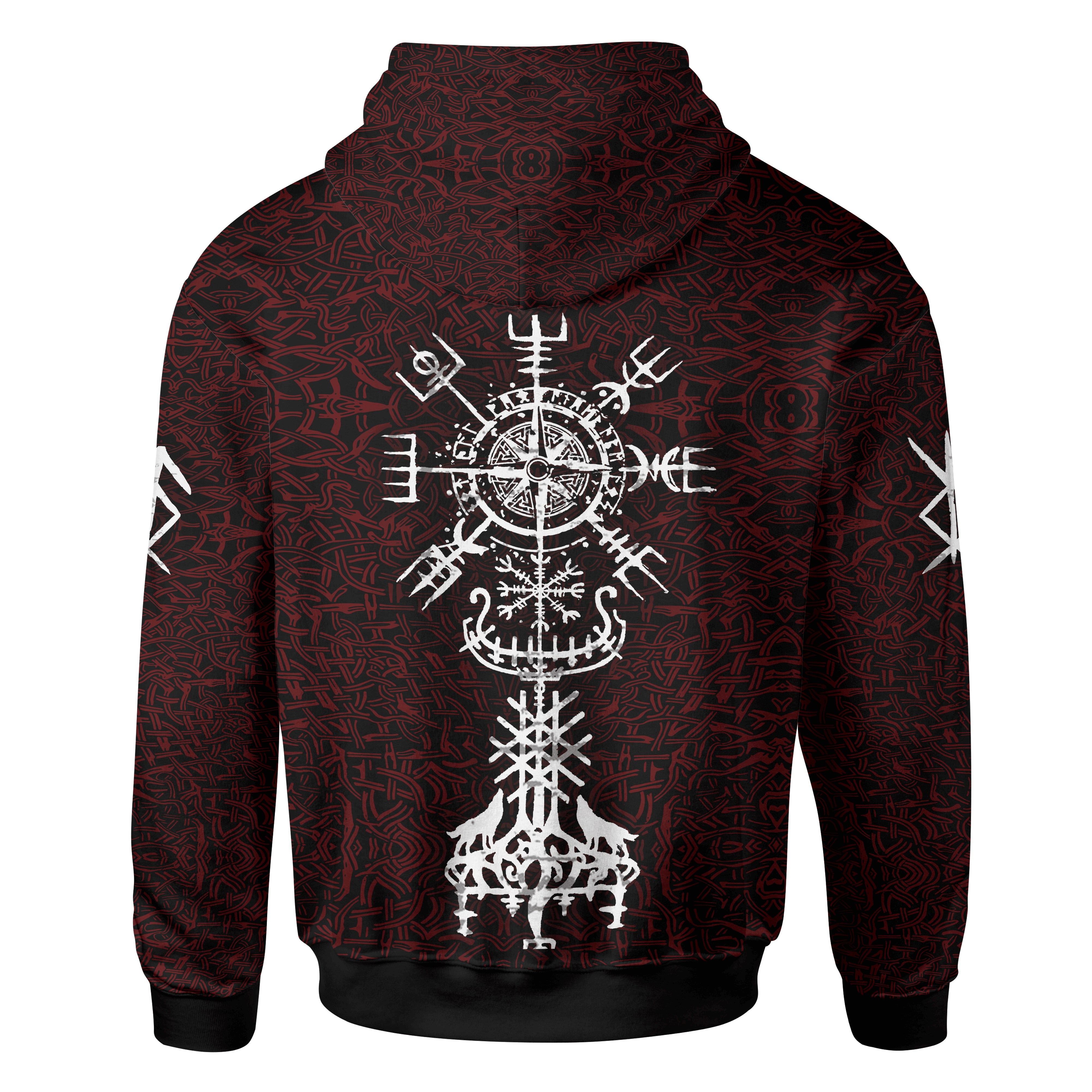 Viking Wolf And Vegvisir Tattoo Red Colour Customized 3D All Over Printed Shirt - AM Style Design - Amaze Style™