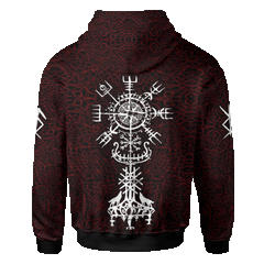 Viking Wolf And Vegvisir Tattoo Red Colour Customized 3D All Over Printed Shirt - AM Style Design - Amaze Style™