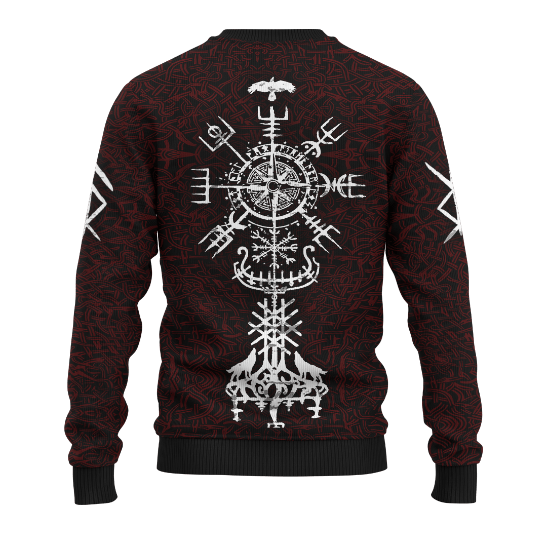 Viking Wolf And Vegvisir Tattoo Red Colour Customized 3D All Over Printed Shirt - AM Style Design - Amaze Style™