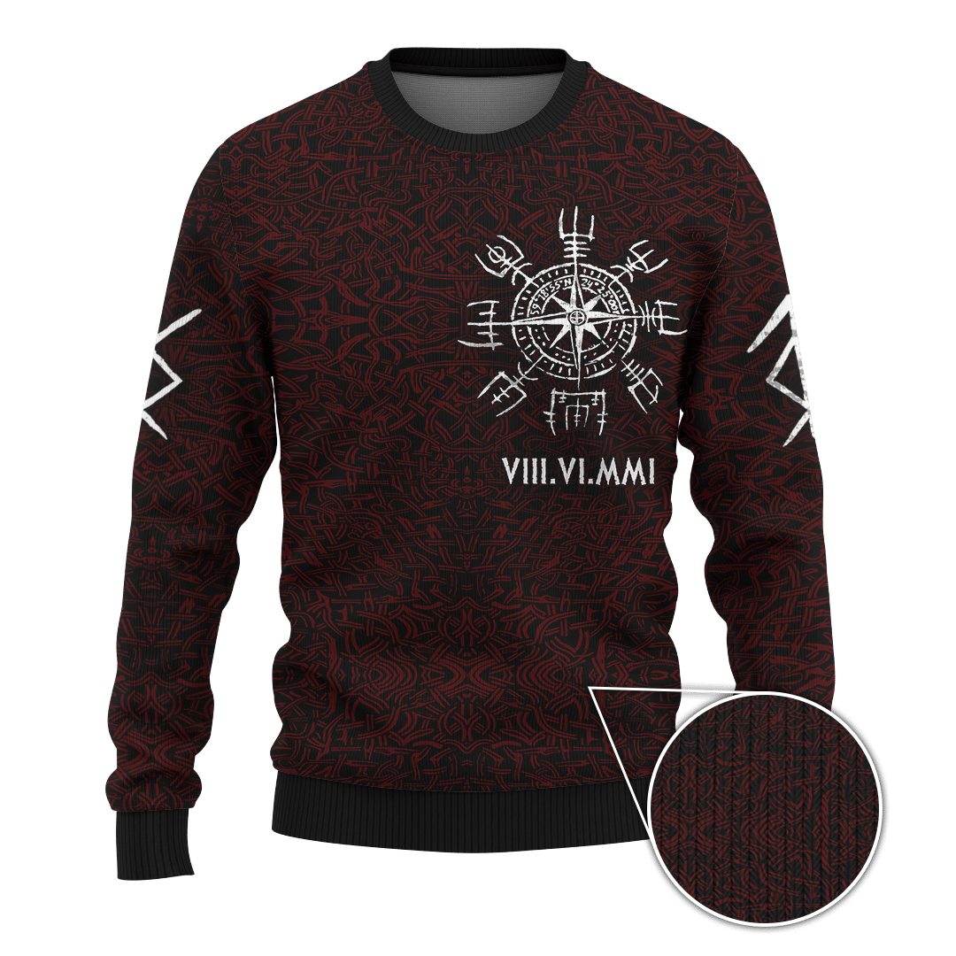 Viking Wolf And Vegvisir Tattoo Red Colour Customized 3D All Over Printed Shirt - AM Style Design - Amaze Style™