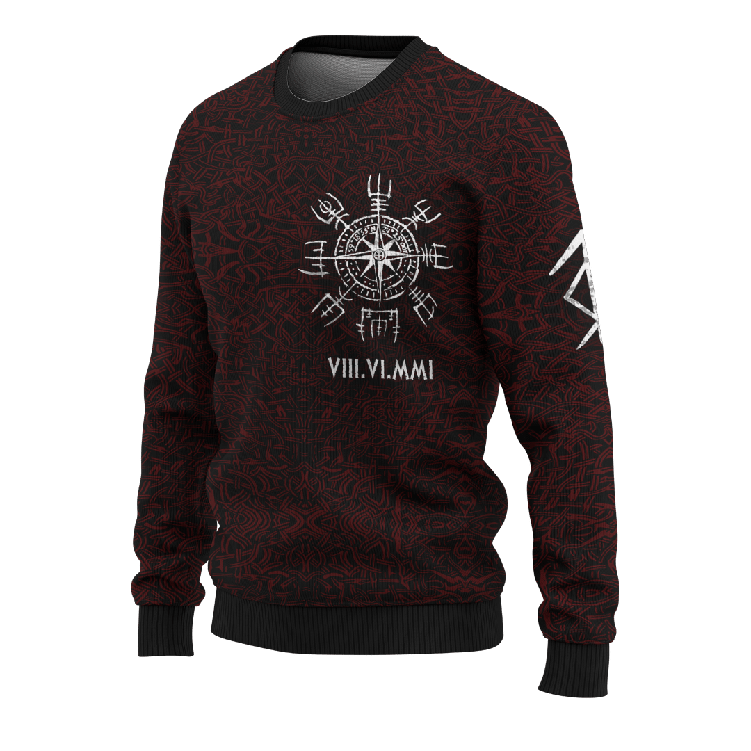 Viking Wolf And Vegvisir Tattoo Red Colour Customized 3D All Over Printed Shirt - AM Style Design - Amaze Style™