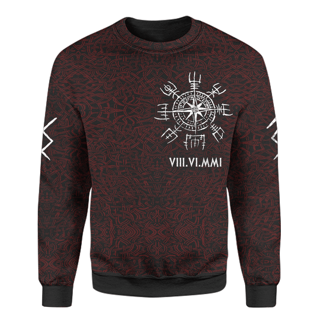 Viking Wolf And Vegvisir Tattoo Red Colour Customized 3D All Over Printed Shirt - AM Style Design - Amaze Style™