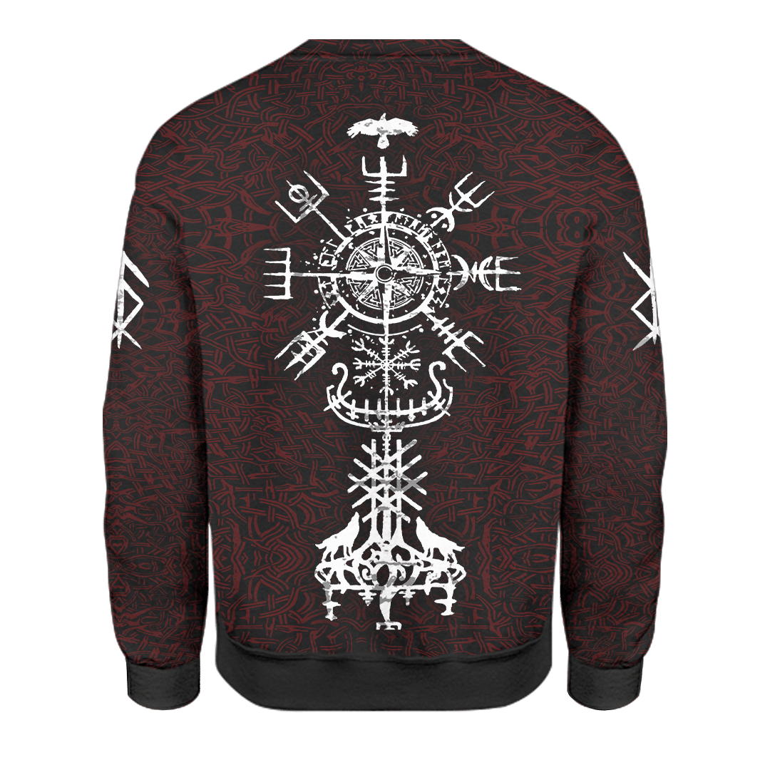 Viking Wolf And Vegvisir Tattoo Red Colour Customized 3D All Over Printed Shirt - AM Style Design - Amaze Style™