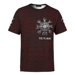 Viking Wolf And Vegvisir Tattoo Red Colour Customized 3D All Over Printed Shirt - AM Style Design - Amaze Style™