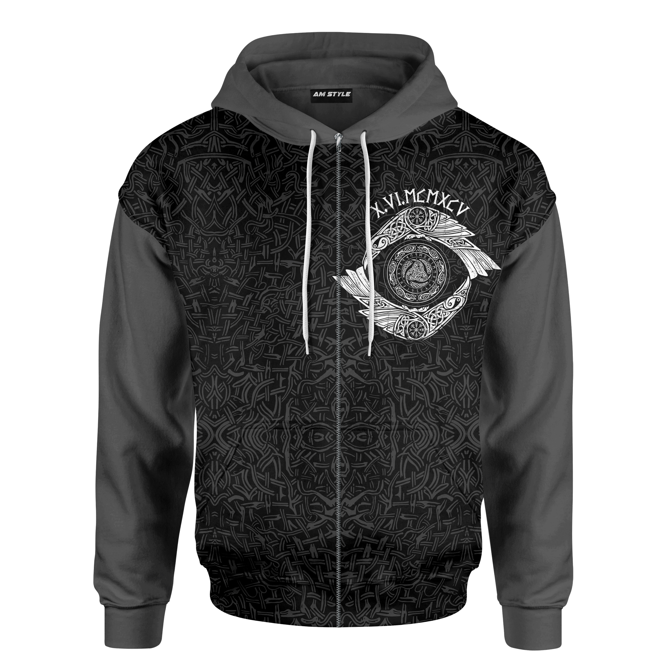 Viking Raven And Odin's Eye Grey Customized 3D All Over Printed Shirt - AM Style Design - Amaze Style™