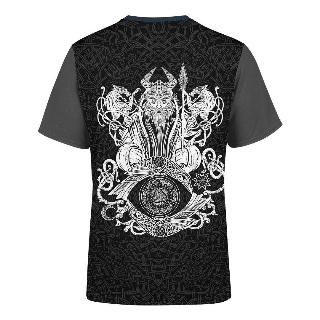 Viking Raven And Odin's Eye Grey Customized 3D All Over Printed Shirt - AM Style Design - Amaze Style™