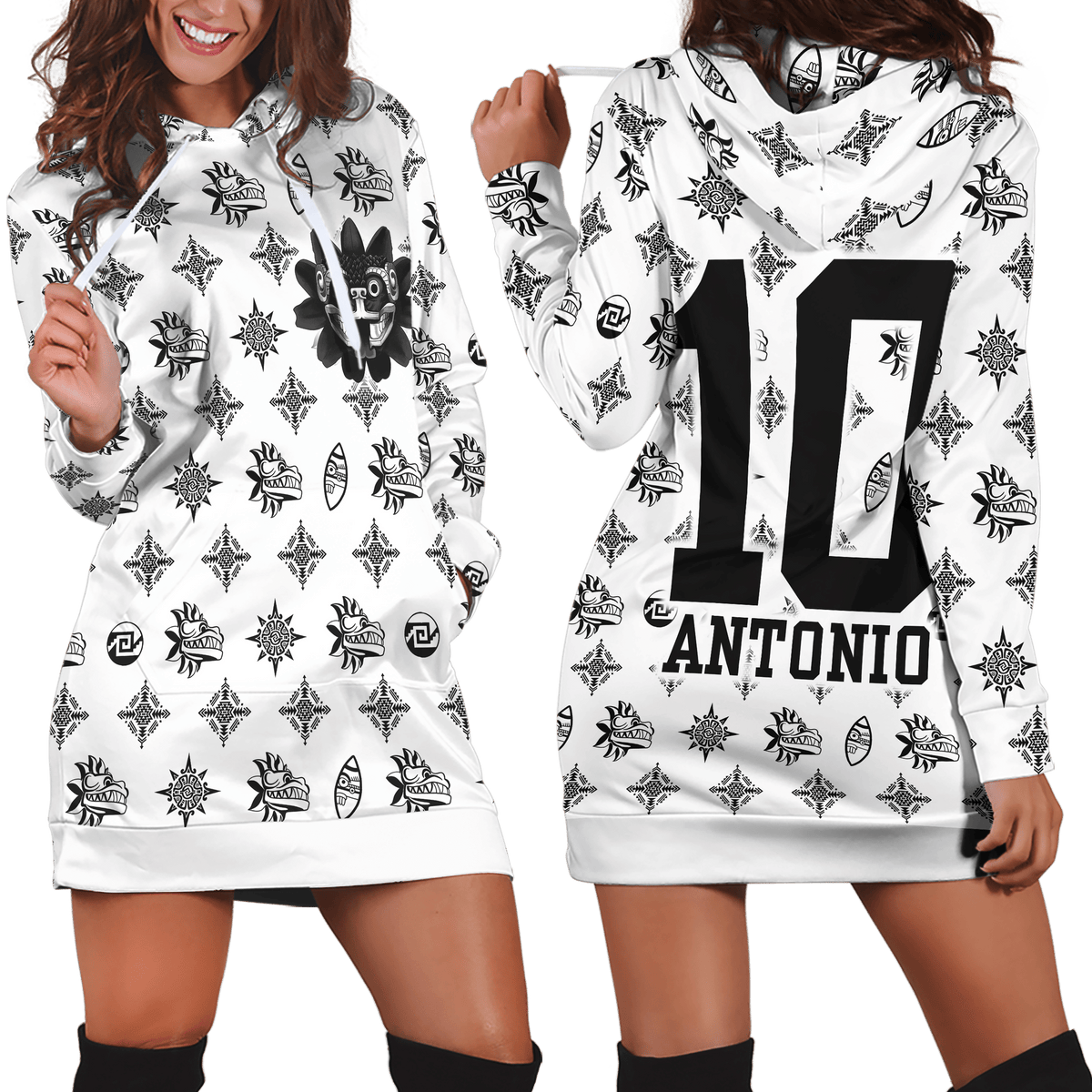 Aztec Calendar Seamless Design Maya Aztec Customized 3D All Over Printed Shirt Dress - AM Style Design - Amaze Style™