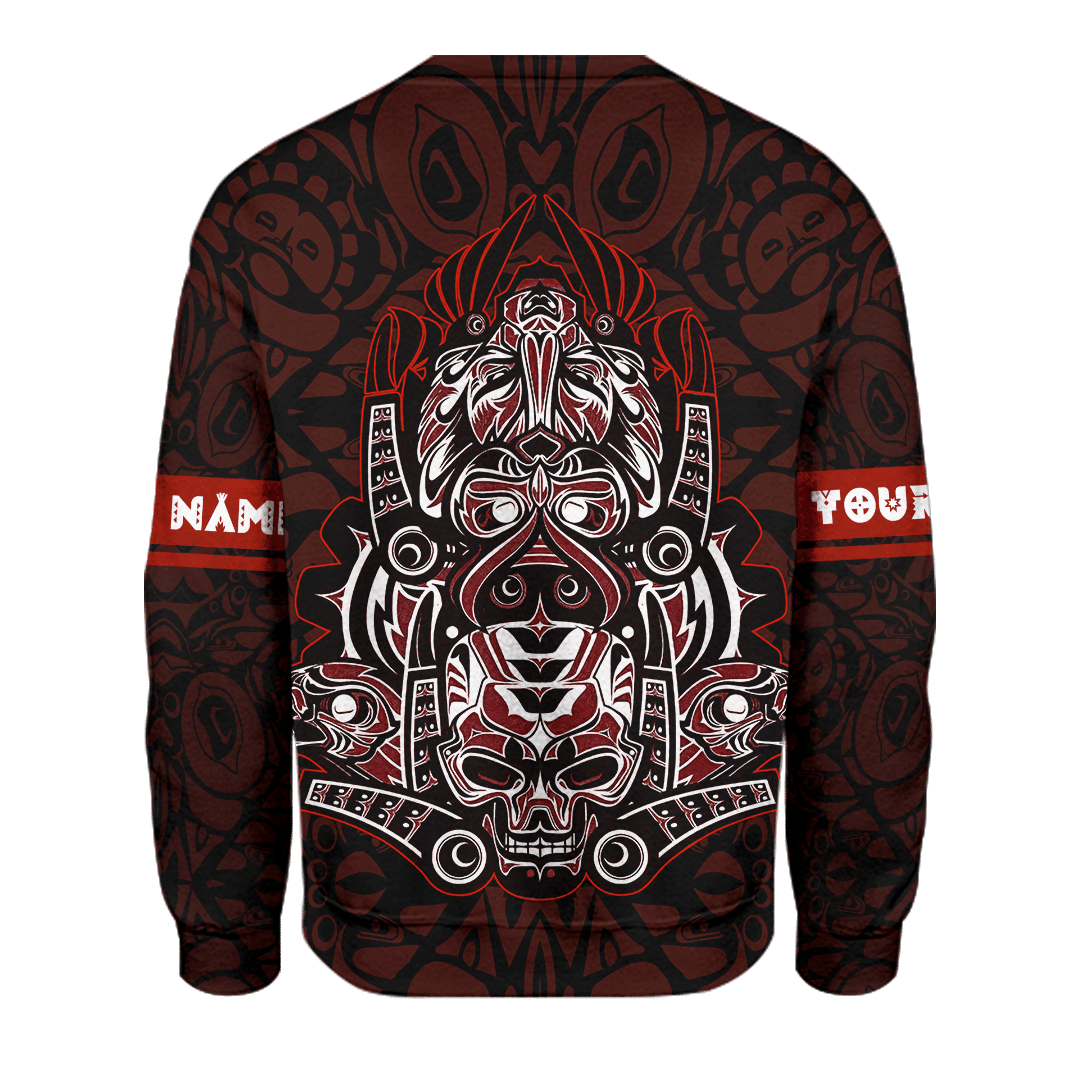 Japanese Samurai Skull Eagle Owl Native American Pacific Northwest Style Customized All Over Printed Hoodie