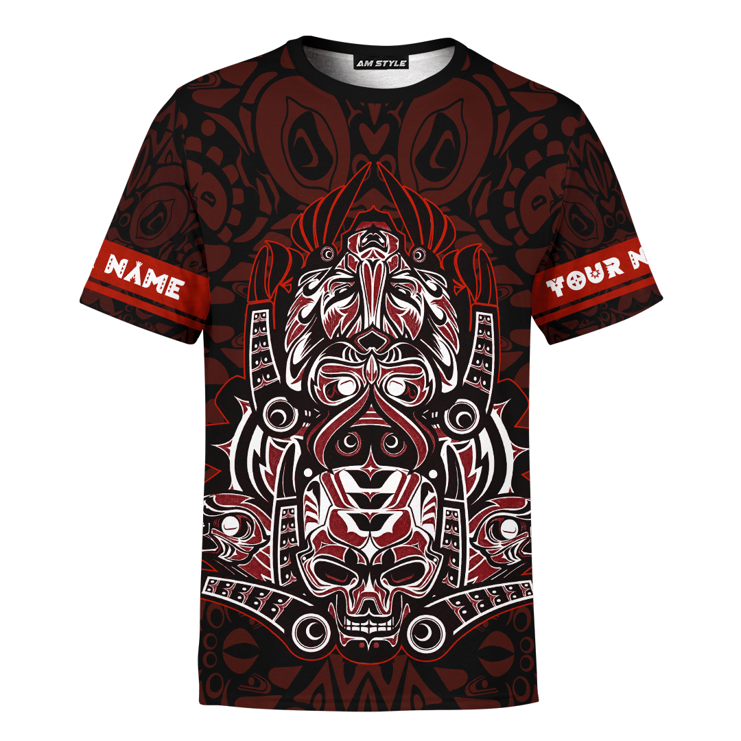 Japanese Samurai Skull Eagle Owl Native American Pacific Northwest Style Customized All Over Printed Hoodie