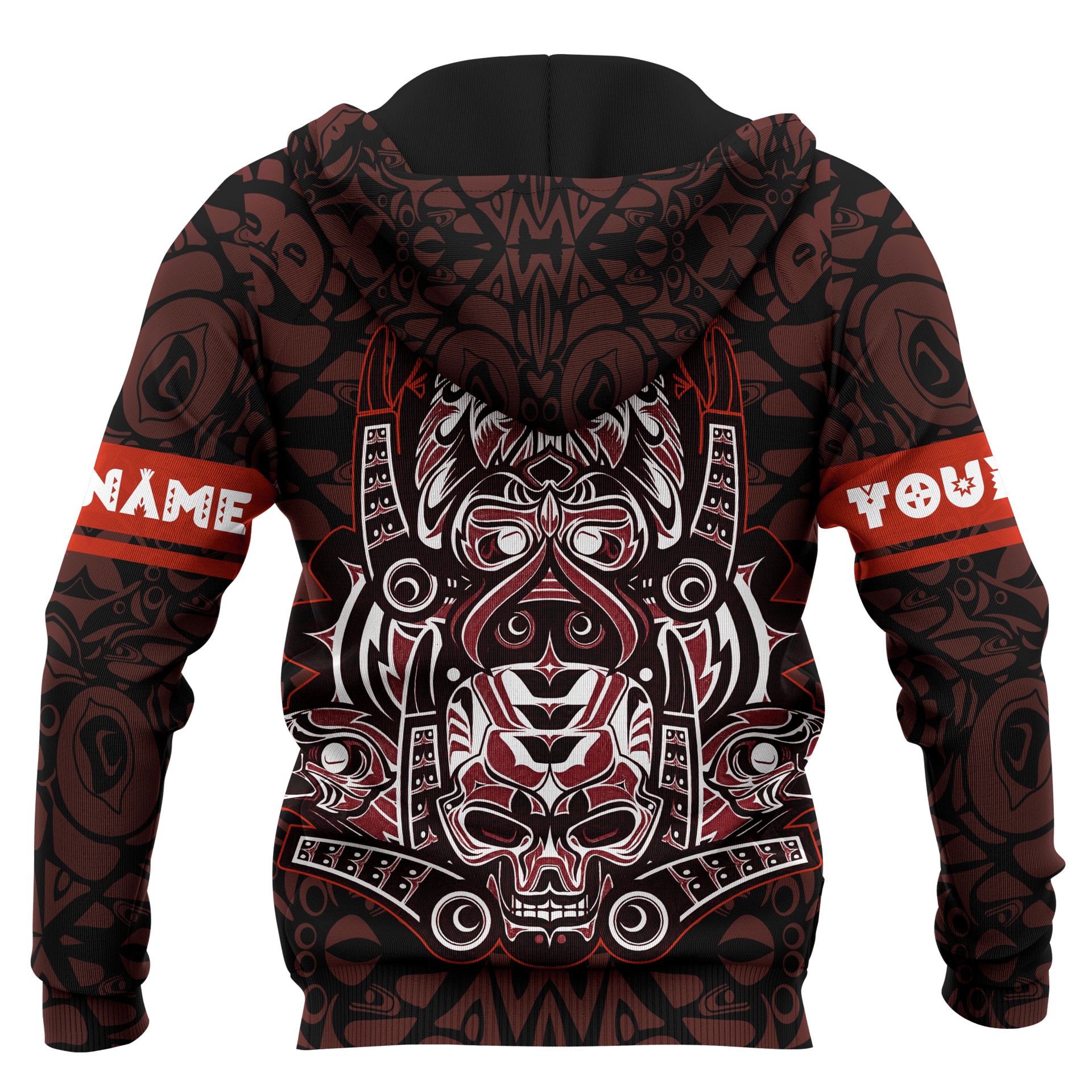 Japanese Samurai Skull Eagle Owl Native American Pacific Northwest Style Customized All Over Printed Hoodie