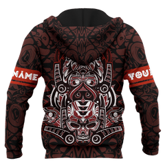 Japanese Samurai Skull Eagle Owl Native American Pacific Northwest Style Customized All Over Printed Hoodie