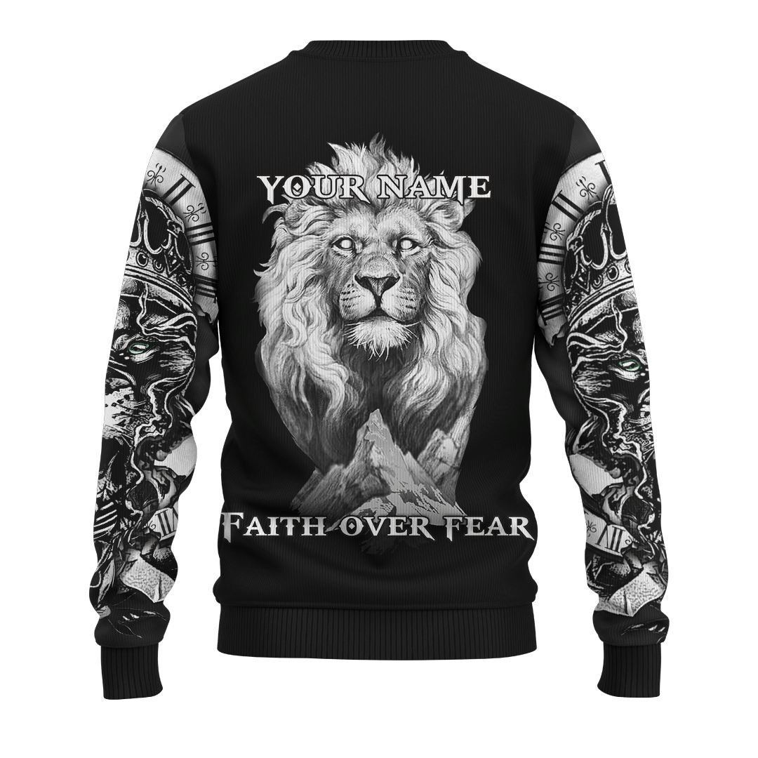 Jesus lion Tattoo Faith Over Fear Customized 3D All Over Printed Shirt - AM Style Design - Amaze Style™