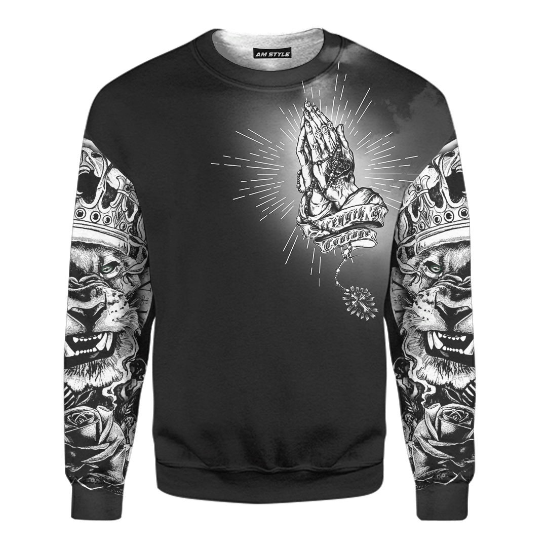 Jesus lion Tattoo Faith Over Fear Customized 3D All Over Printed Shirt - AM Style Design - Amaze Style™