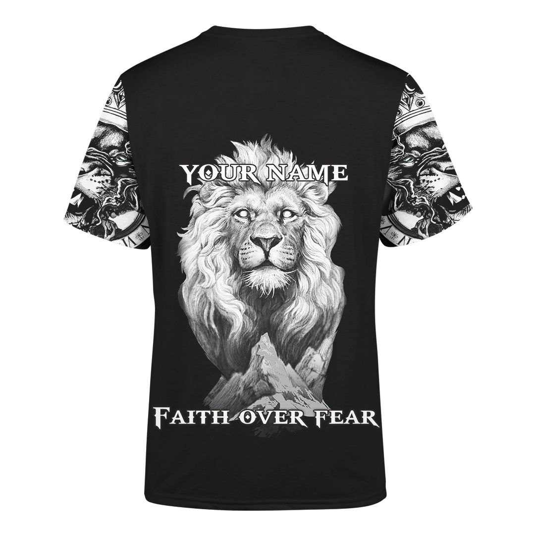 Jesus lion Tattoo Faith Over Fear Customized 3D All Over Printed Shirt - AM Style Design - Amaze Style™