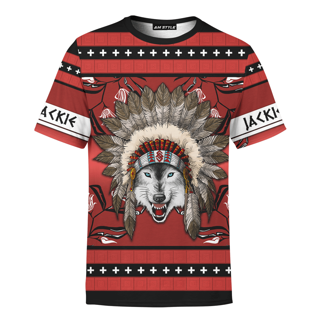 Wolf in Native American Pattern Customized 3D All Over Printed Shirt - Am Style Design - Amaze Style™