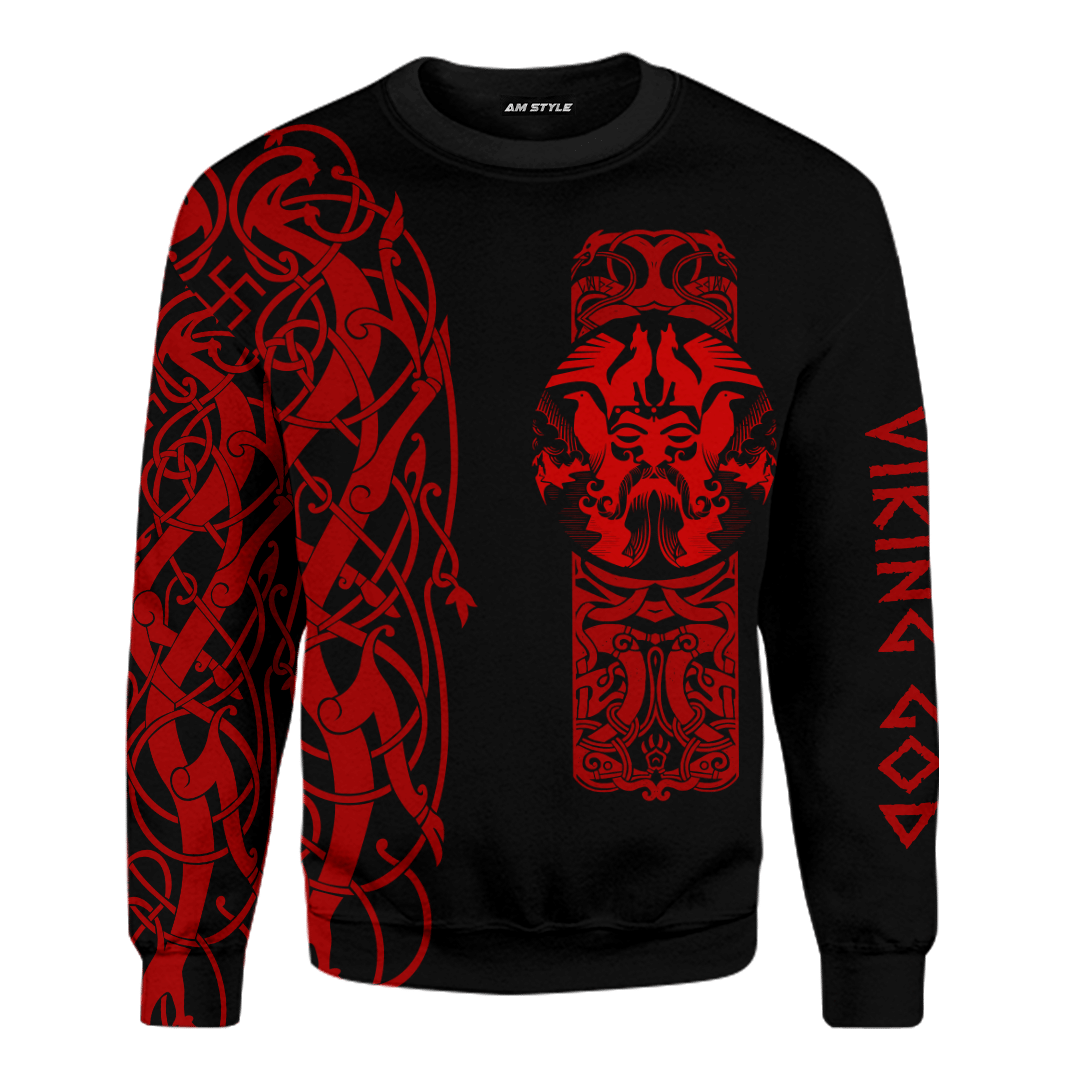 Viking The All Father Odin God Red Colour Customized 3D All Over Printed Shirt - AM Style Design - Amaze Style™