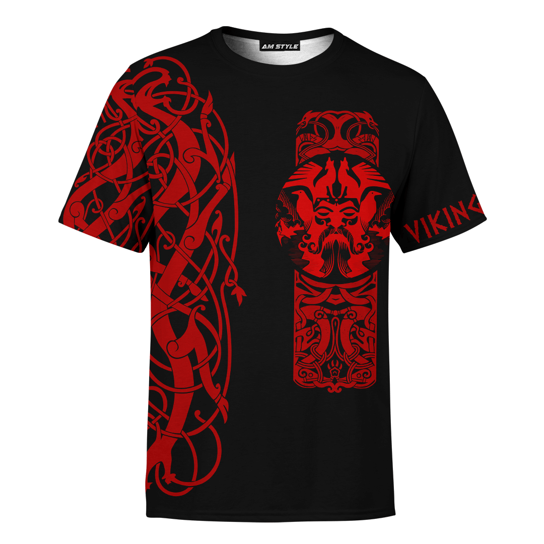 Viking The All Father Odin God Red Colour Customized 3D All Over Printed Shirt - AM Style Design - Amaze Style™