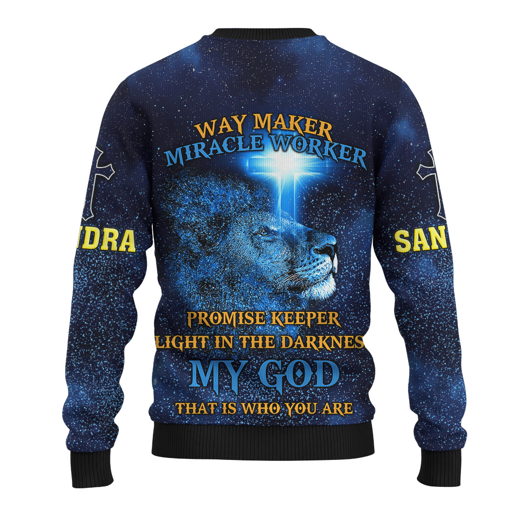 Jesus Lion Galaxy Way Maker Miracle Worker Customized 3D All Over Printed hoodie