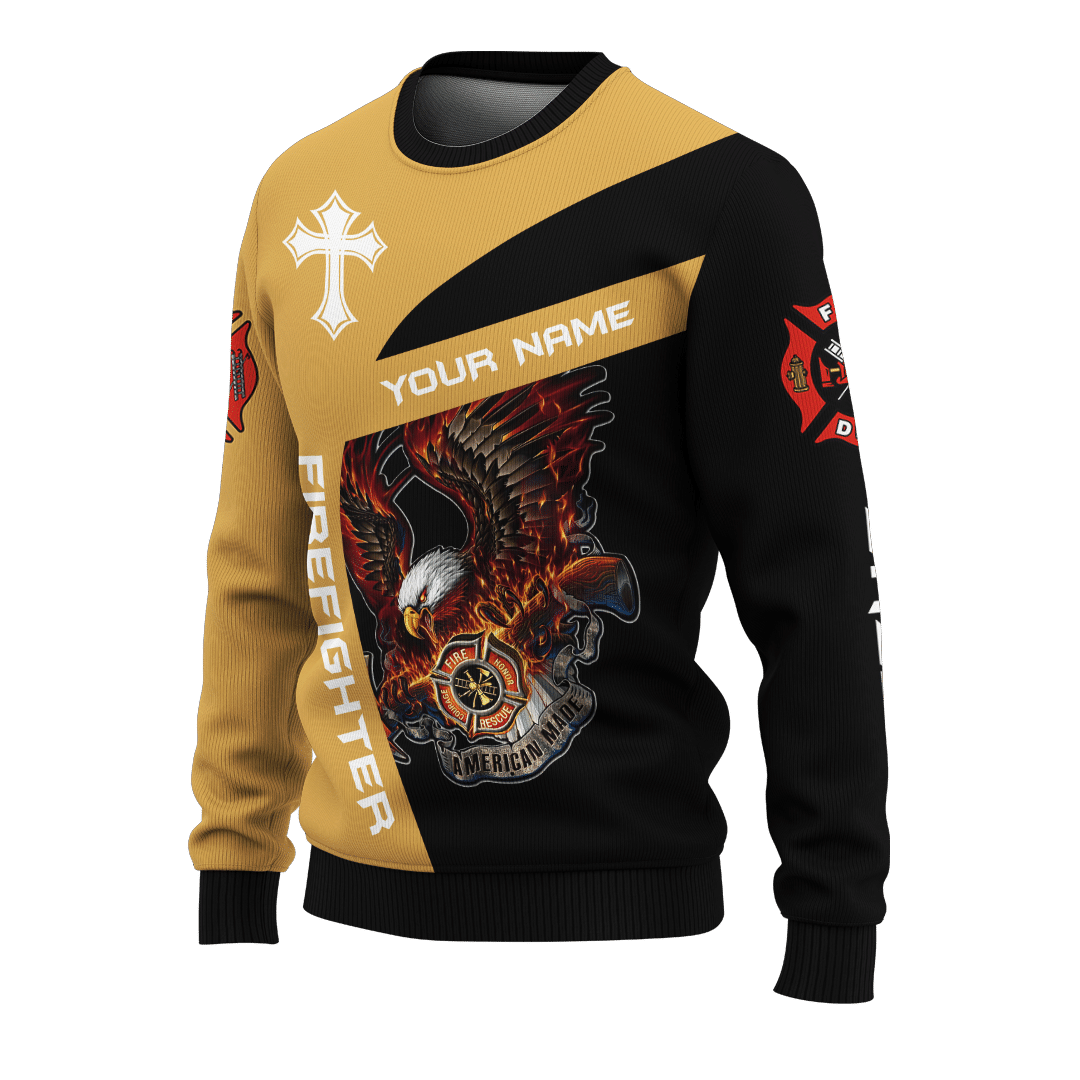 Jesus Firefighter Eagle Fire Department Customized 3D All Over Printed hoodie