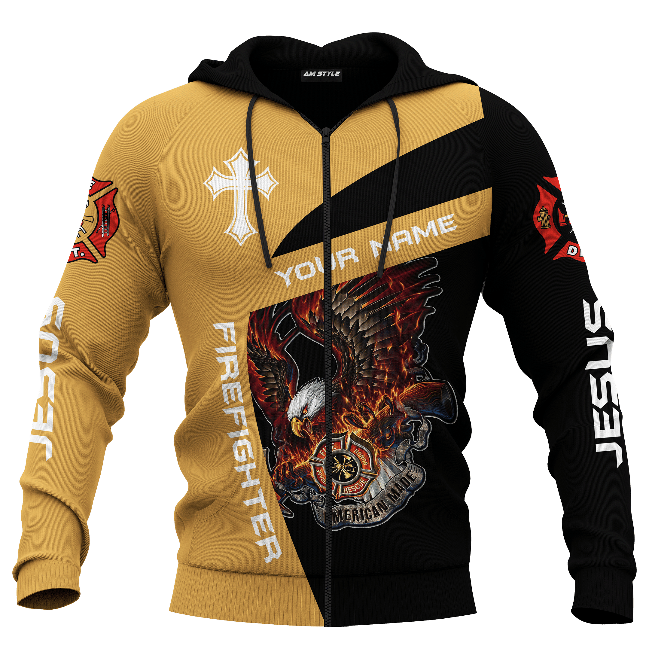 Jesus Firefighter Eagle Fire Department Customized 3D All Over Printed hoodie