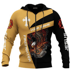 Jesus Firefighter Eagle Fire Department Customized 3D All Over Printed hoodie