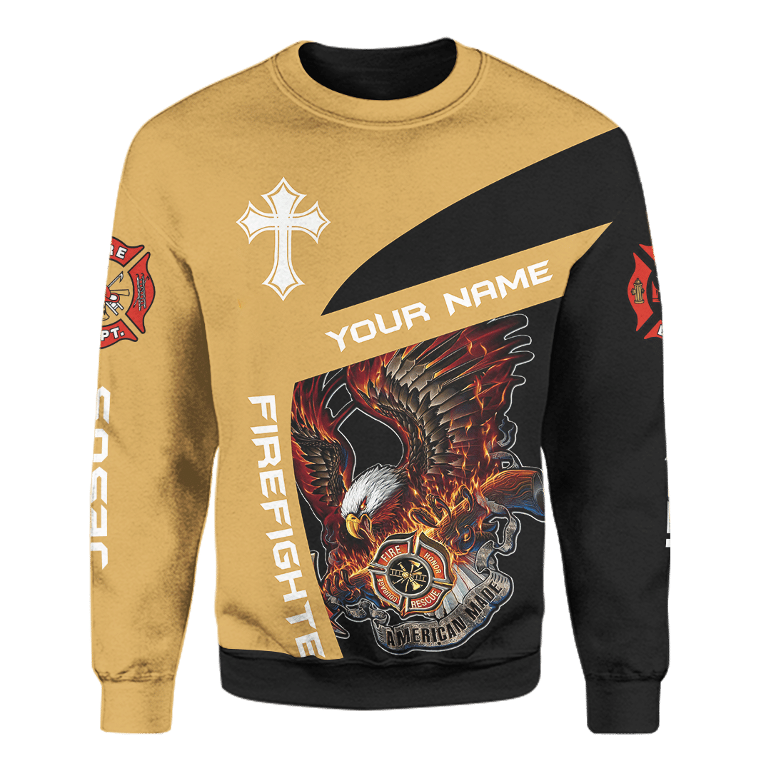 Jesus Firefighter Eagle Fire Department Customized 3D All Over Printed hoodie