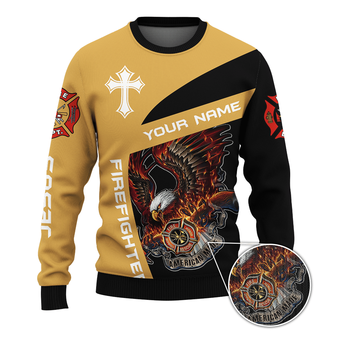 Jesus Firefighter Eagle Fire Department Customized 3D All Over Printed hoodie