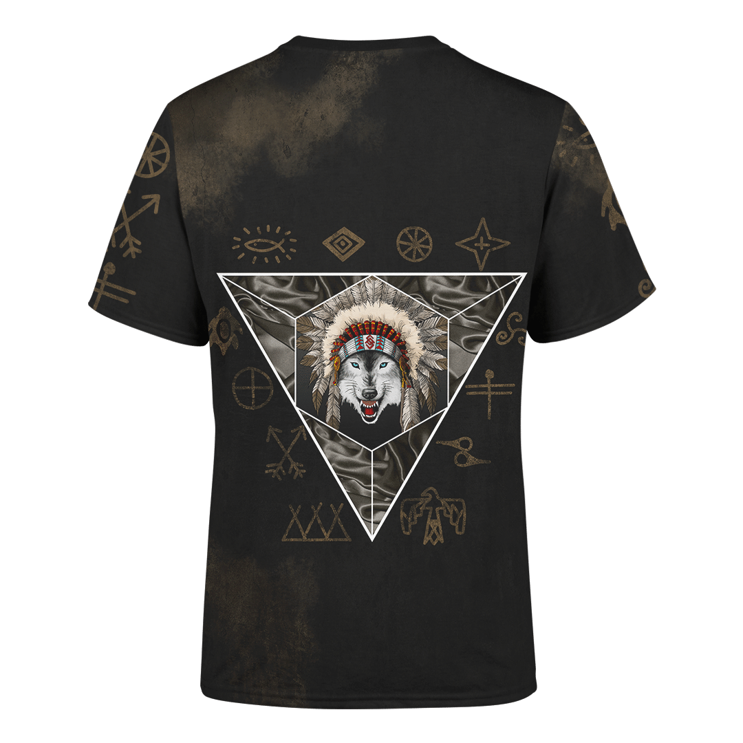 Wolf in Native American Customized 3D All Over Printed Shirt - Am Style Design - Amaze Style™