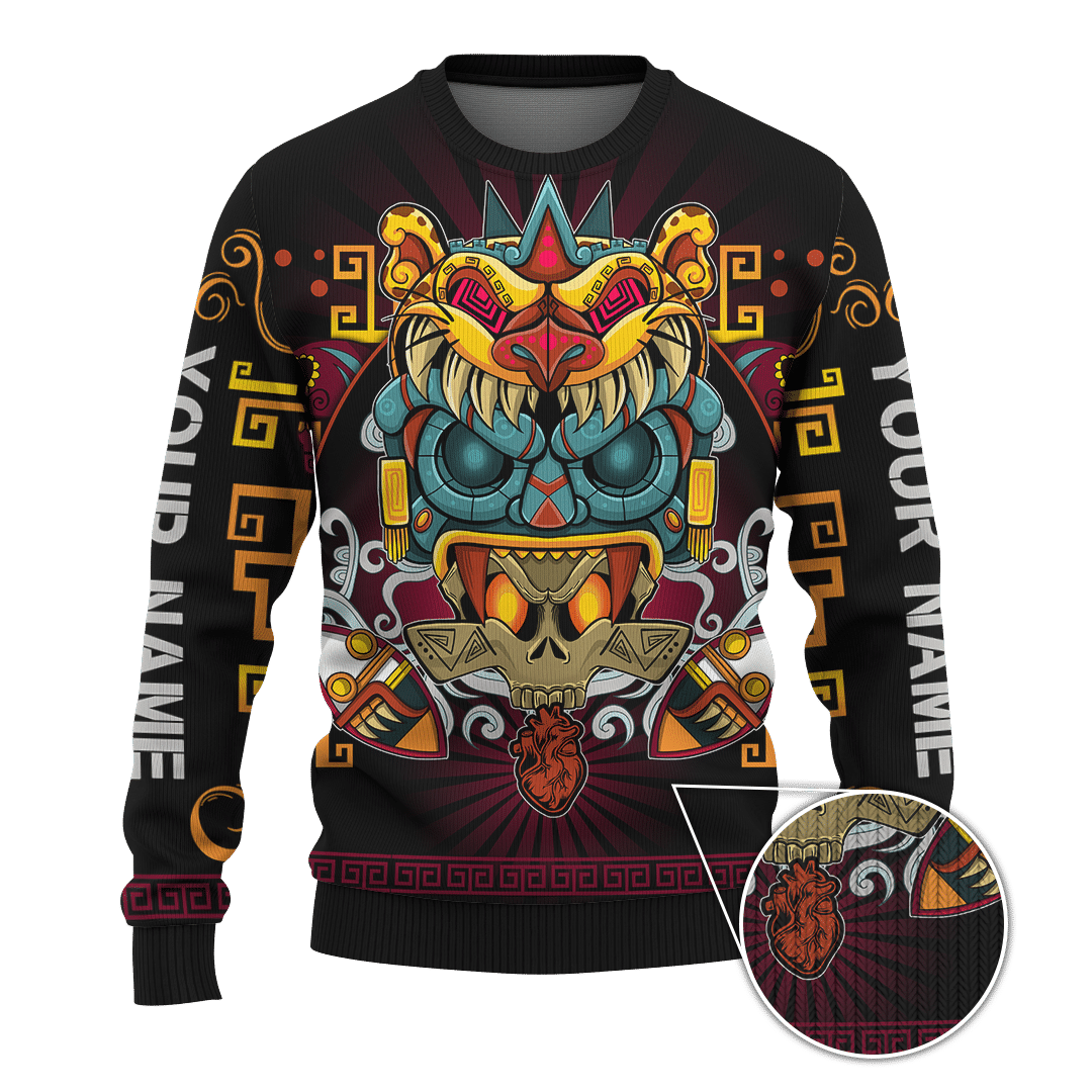 Aztec Fifth Sun Stone Maya Aztec Mexican Mural Art Customized 3D All Over Printed hoodie