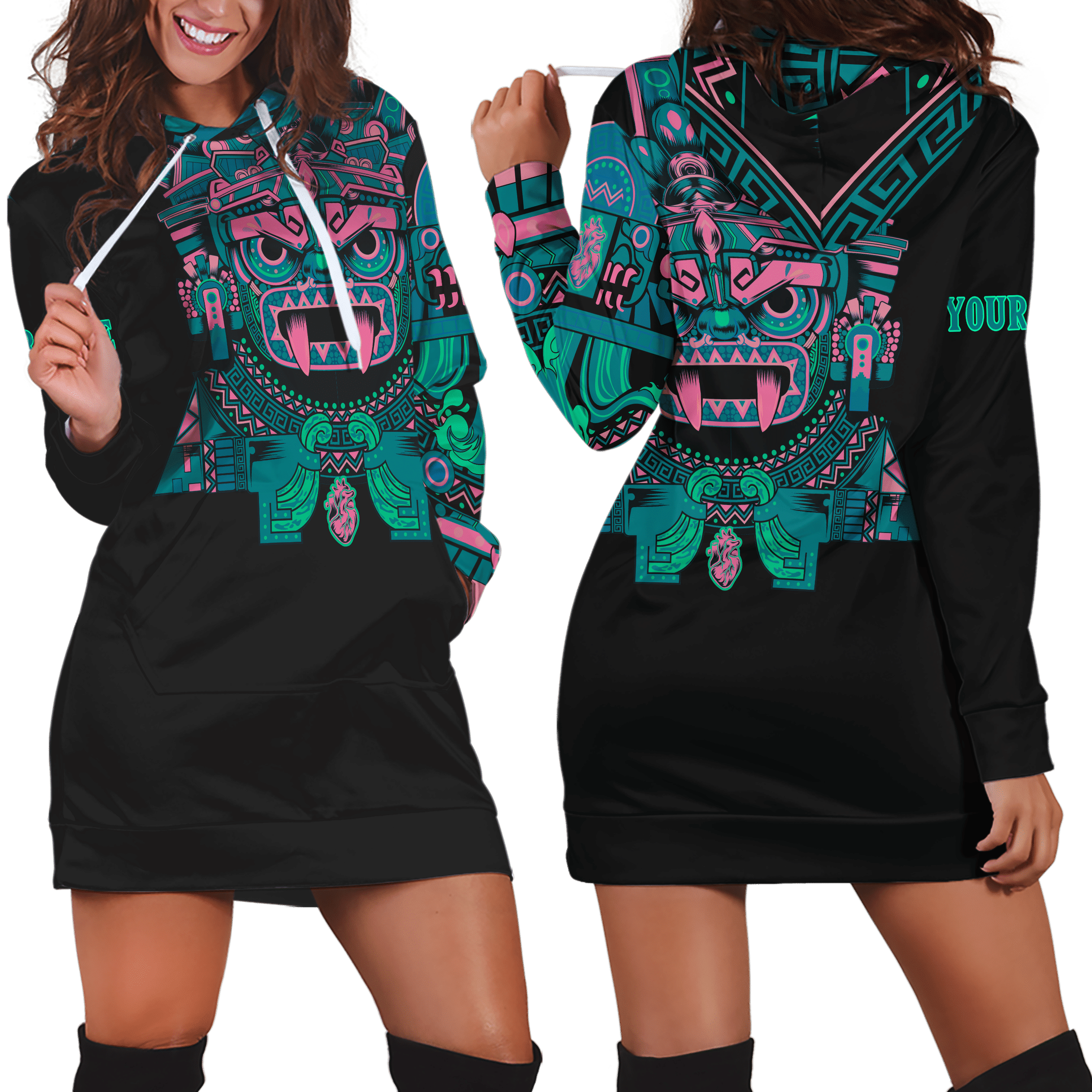 Aztec Eagles Chimalli Aztec Customized 3D All Over Printed Mexican Mural Art Shirt Dress- AM Style Design - Amaze Style™