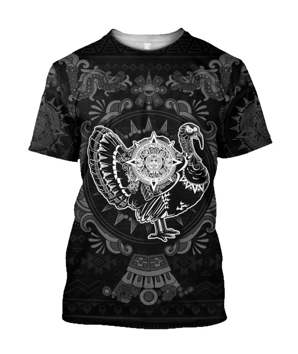 Mexico Aztec Turkey Sun Stone Thanksgiving Monochrome All Over Printed Unisex Shirts - AM Style - Amaze Style™