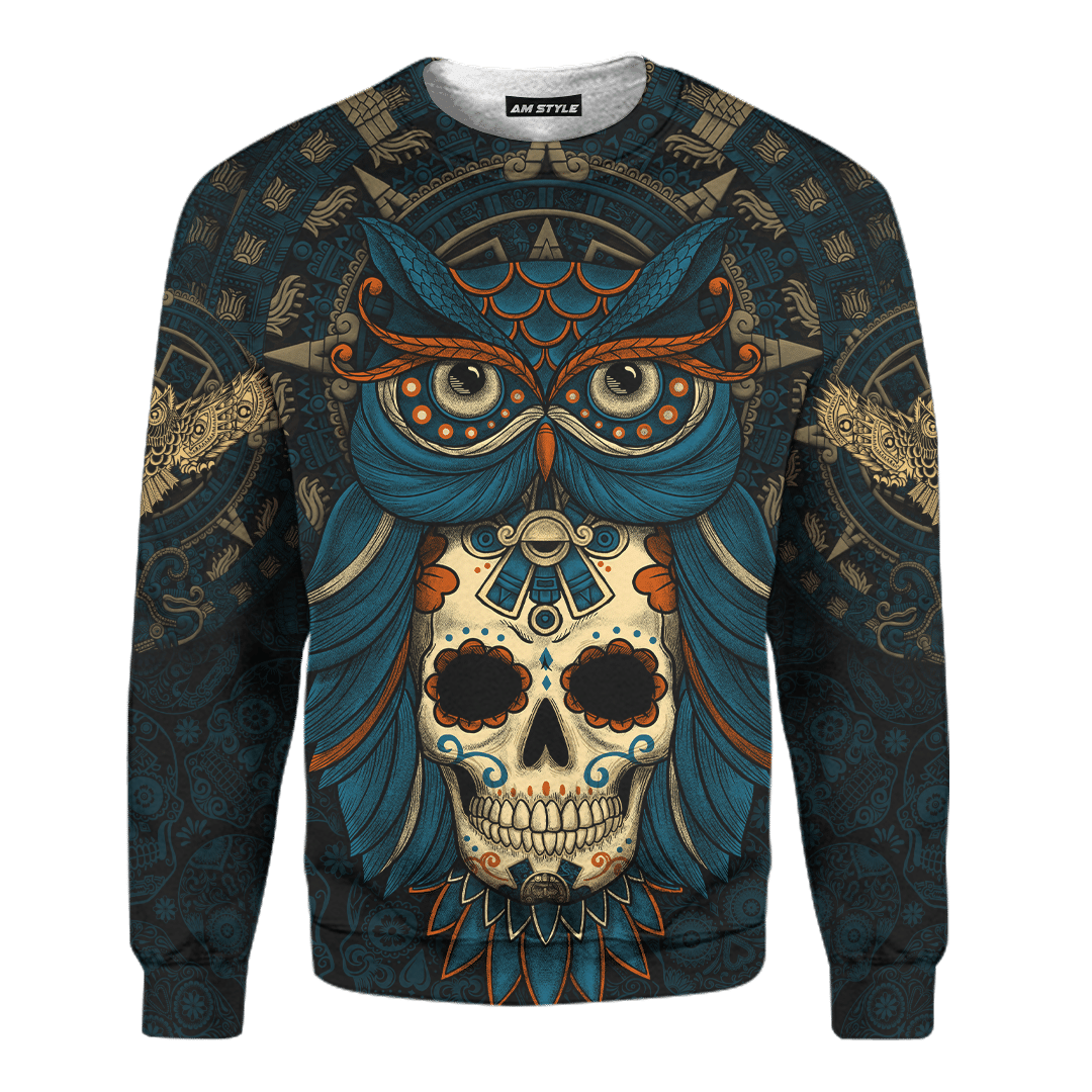 AM Style Aztec Mayan Mexico Owl And Sugar Skull Day Of The Dead 3d All Over Printed Shirt Hoodie - Amaze Style™