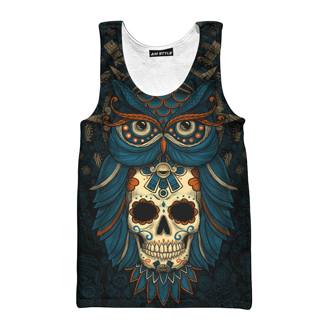 AM Style Aztec Mayan Mexico Owl And Sugar Skull Day Of The Dead 3d All Over Printed Shirt Hoodie - Amaze Style™