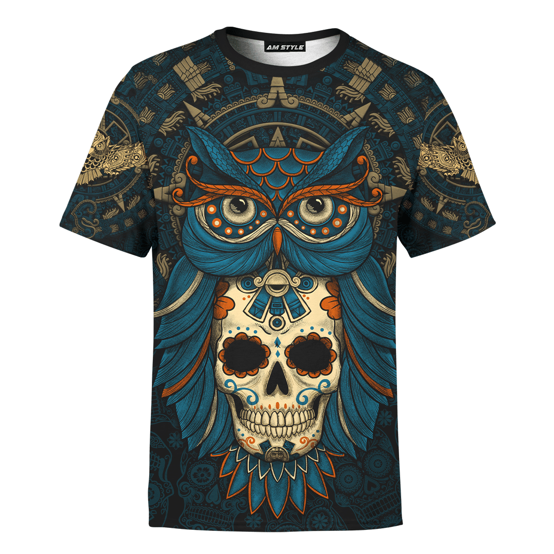 AM Style Aztec Mayan Mexico Owl And Sugar Skull Day Of The Dead 3d All Over Printed Shirt Hoodie - Amaze Style™