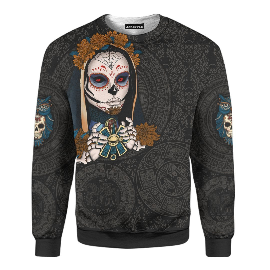 Aztec Mayan Mexico Sugar Skull Dia De Muertos 3d All Over Printed Shirt AM Style - Amaze Style™