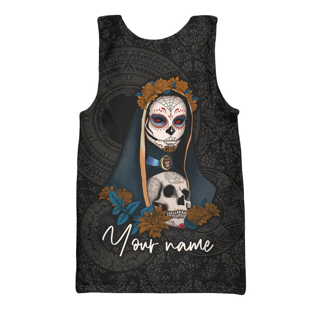 Aztec Mayan Mexico Sugar Skull Dia De Muertos 3d All Over Printed Shirt AM Style - Amaze Style™