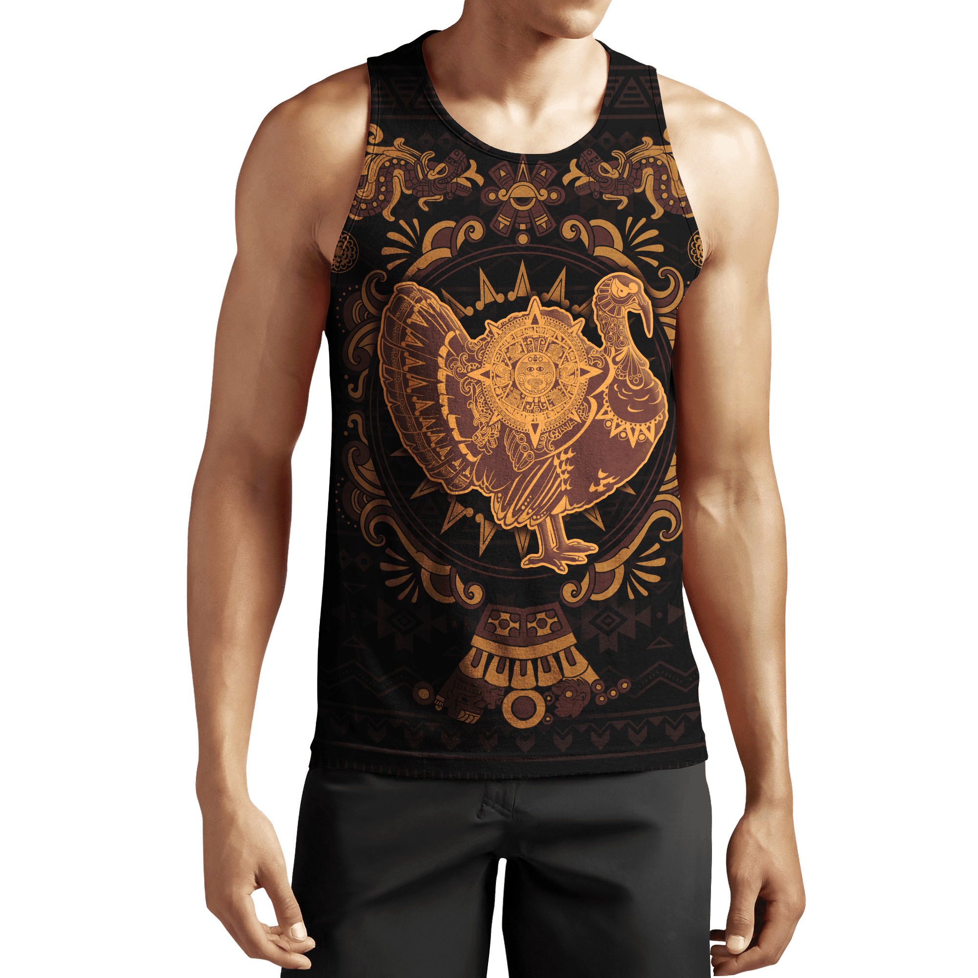 Mexico Aztec Turkey Sun Stone Thanksgiving All Over Printed Unisex Shirts - AM Style - Amaze Style™