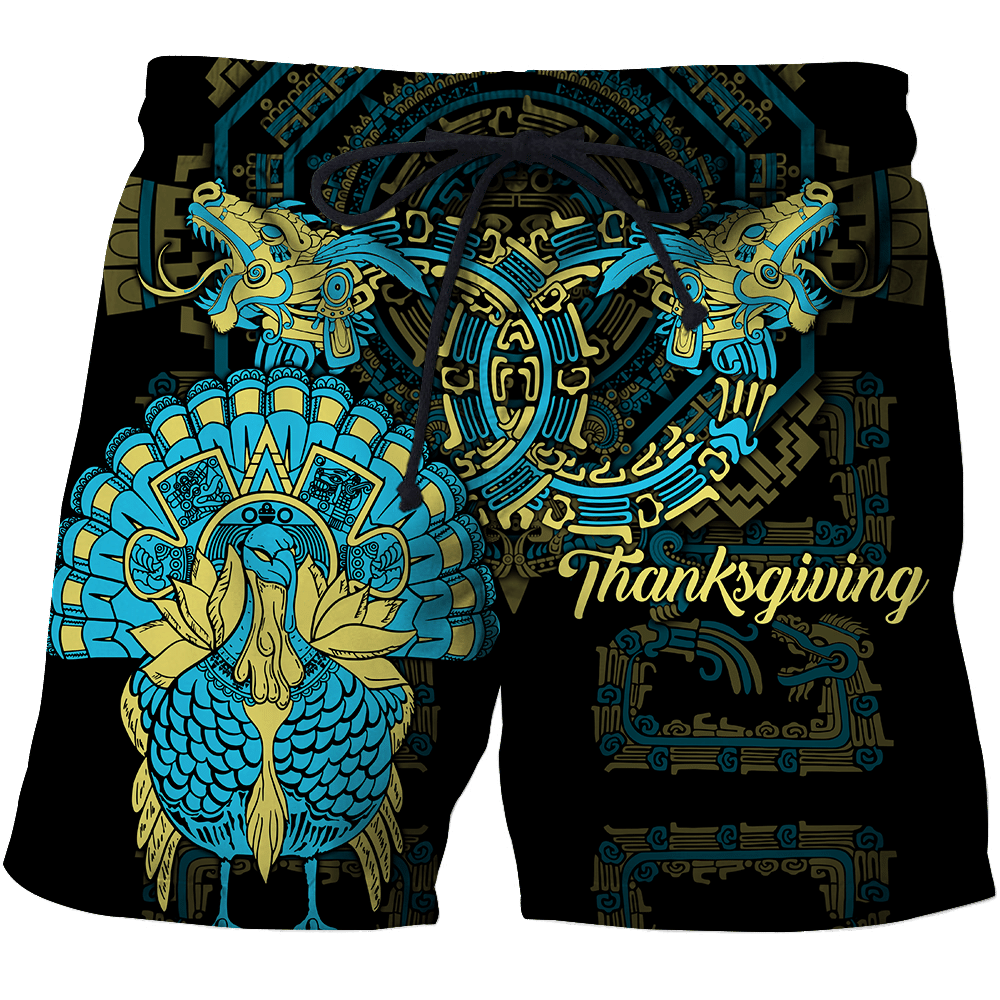 Aztec Mayan Aztec Turkey Thanksgiving Turquoise Blue 3d All Over Printed Shirt Am Style - Amaze Style™