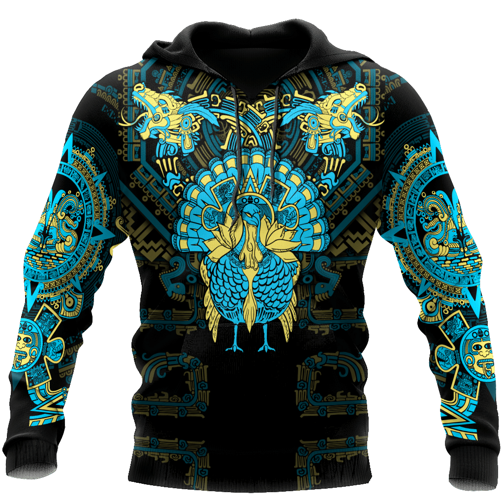 Aztec Mayan Aztec Turkey Thanksgiving Turquoise Blue 3d All Over Printed Shirt Am Style - Amaze Style™