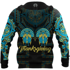 Aztec Mayan Aztec Turkey Thanksgiving Turquoise Blue 3d All Over Printed Shirt Am Style - Amaze Style™